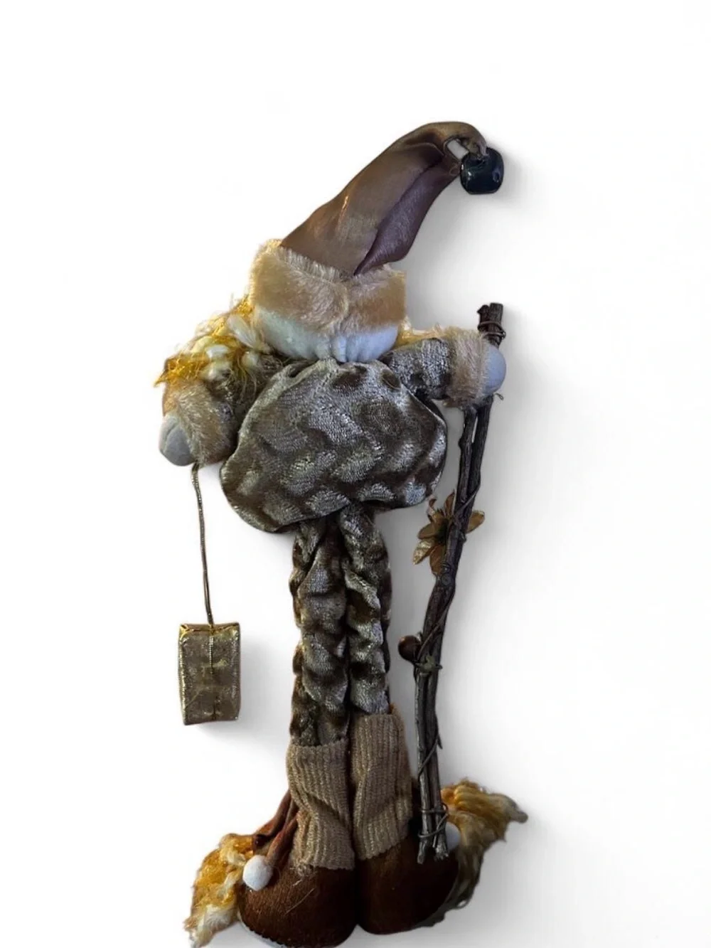 Whimsical Plush Gnome Doll - Gold & Brown 13”
